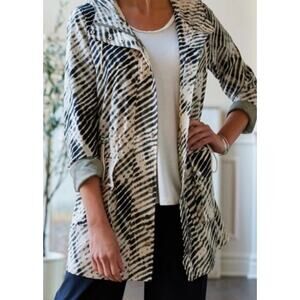 Soft Surroundings Womens Anorak Jacket PM Cream Green Hooded Front Pockets